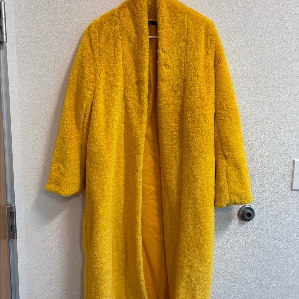 Boohoo Yellow Faux Fur Coat